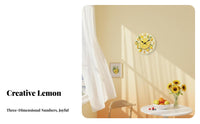 Silent Movement 3D Illusion Wall Clock Non-Ticking Fruit Theme Clock Creative Design for Gift Givers, Families, Living Room, Bedroom