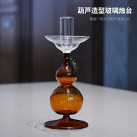 Creative Gourd-Shaped Glass Candle Holder with Colorful Candle