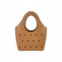 Perforated Tote Simple to Clean Tote with Oval Handle Breathable Beach Bag for Pool, Shower