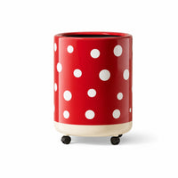 Trash Can with Lid Glossy Cylindrical Waste Bin Modern for Bedroom, Living Room