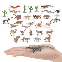 Desert Animal Figures Set with Cactus, Wild Dog, Rattlesnake, Camel, Lizard, Scorpion, Centipede