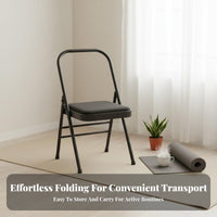 Foldable Design Iyengar Exercise Chair Heavy-Duty Construction Iyengar Auxiliary Chair Non-Slip Feet Headstand Bench Stable and Secure for Beginners, Home Gym