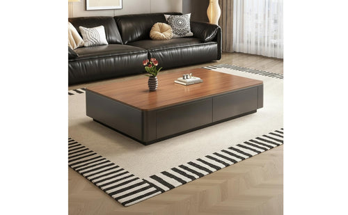 Sleek Coffee Table with Drawers Rustic Storage Coffee Table Minimalist Furniture Easy Assembly for Living Room