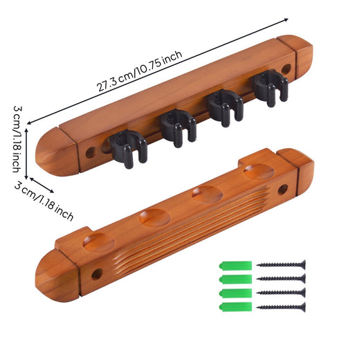 4 Hole Billiard Cue Rack Solid Wood Wooden Pool Holder Space Saving Sports Storage for Bar