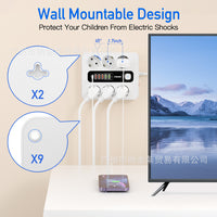 Power Strip with 6 Outlets, 5 USB Ports and 1 Type-C, 12-in-1, EU Standard