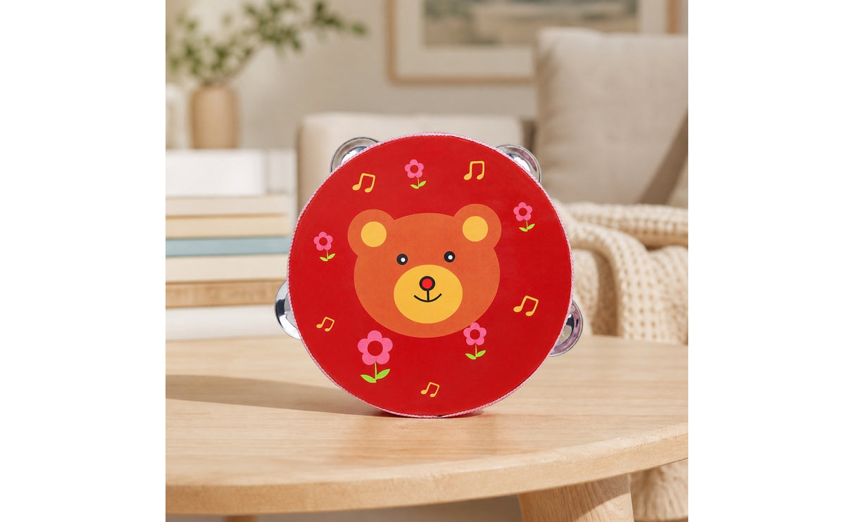 Handheld Tambourine 6-Inch Tambourine Easy-to-Grip Hand Drum for Young Children, Preschoolers, Classroom, Home Play