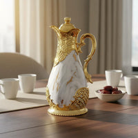 Arabian Style Thermal Carafe Large Capacity Ornate Insulated Coffee Pot Spill-Resistant Spout Middle Eastern Middle Eastern Coffee Pot for Parties