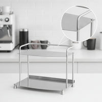 Tabletop Display Shelf Stainless Steel Rack Rounded Rails Two-Tier Storage Rack Easy to Clean for Coffee Area