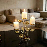 Floral Candle Stand European Design No Assembly Wrought Iron for Wedding