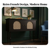 Rattan Door Cupboard French design Cane Door Console Gold-Tone Hardware adaptable Use for Homeowners
