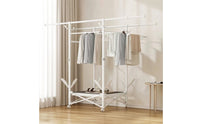Double-Rod Clothes Drying Rack with Wheels Telescopic Clothes Drying Rack Compact Airer Movable for Apartment