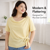 T Shirts for Women UK with Drawstring Waist Tie Detail, Short Sleeve Round Neck for Daily Wear, Casual Tshirts