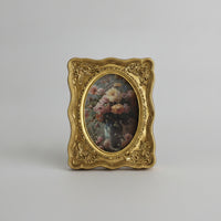 Resin Photo Frame Gold Oval Picture Frame Decorative for Desk