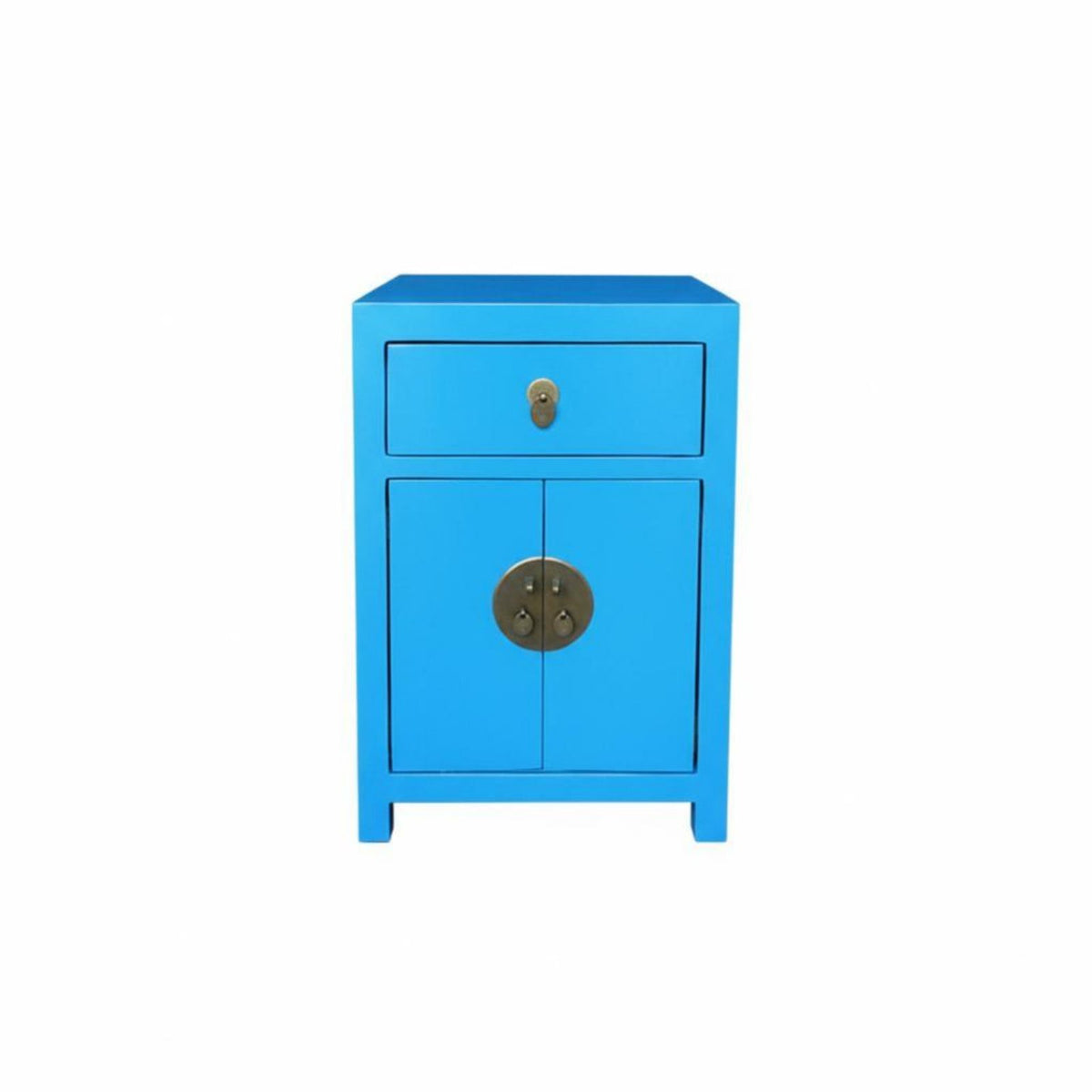Distressed cream 2-Drawer End Table Modern Chinese Design Nightstand Handmade Fully Assembled for Adults, Office