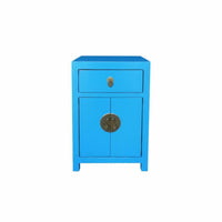 Distressed cream 2-Drawer End Table Modern Chinese Design Nightstand Handmade Fully Assembled for Adults, Office
