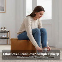 Round Corduroy Pouf Soft Texture Footstool cleanable Cover for Homeowners, Adults