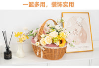 户外手提野餐篮带内衬编织收纳筐水果篮蔬菜筐采摘篮购物篮便携