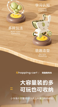Kids Shopping Cart Toy with Simulated Fruits and Vegetables