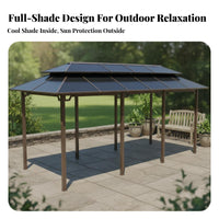 Gazebo with Swing Solid Roof Gazebo with Seating Multi-Functional Design Garden Swing Canopy for Families, Homeowners, Backyard, Patio, Deck