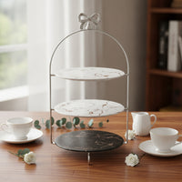 Arched Dessert Display Silver-Tone Dessert Stand with Round Plates Easy Storage Serving Tray for Afternoon Tea, Banquets