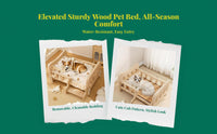 Wooden Elevated Dog Bed, Plush Mat, Indoor Comfort