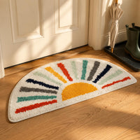Semicircular Bath Mat Faux Cashmere Semi-Circular Bath Mat Dot Backing