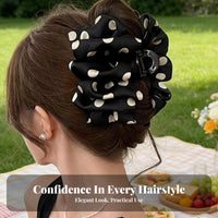 Airy Ribbon Fastener French Design Speckled Spot Ribbon Hair Fastener Lustrous Material Ribbon Hair Grip Secure Hold Nonslip