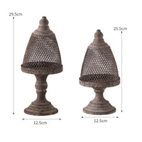 Vintage Avian Enclosure Candle Stand Distressed Finish Metal Avian Enclosure