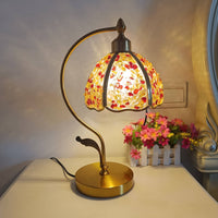 Vintage-Inspired Petal Shade Table Lamp Decorative Arched Stem Table Lamp Gold-Toned Ambient for Bedroom, Reading Nook, Study