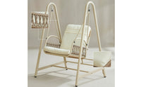 Woven Freestanding Swing Chair Padded Hanging Basket Chair Comfortable Furniture Comfy for Balcony