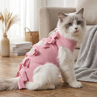 Post-Surgery Cat Clothing, Sleeveless Tie Closure Recovery Suit Cats, Unisex Anti-Licking Suit Post Abdominal Surgery with Adjustable Strap Suit