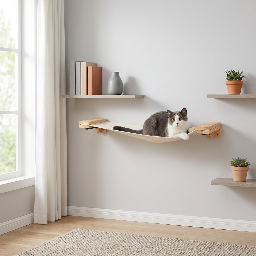 Cat Climbing Frame with Condo and 5 Levels, Wall-Mounted Indoor Furniture and Activity Center, Large Playground for Adult Cats, Space Saving
