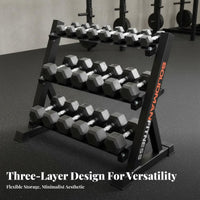 Commercial Grade 3 Tier Dumbbell Rack Space Saving Dumbbell Storage Rack Heavy Duty Tiered Weight Stand Easy Assembly for Home Gym