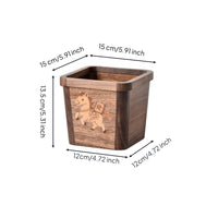 Wooden Trash Bin Small Trash Bin with Liner Holder Compact Square Waste Basket for Washroom, Bedroom
