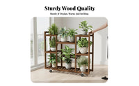 Tiered Flower Cart Slat Shelves Multi-Tier Rolling Stand Indoor & Outdoor Use