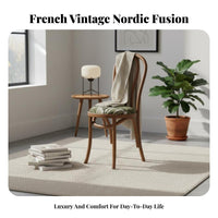Woven Backrest Chair French Design Dining Seating Nordic Inspired Sturdy Construction for Adults, Kitchen, Bedroom