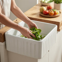 Ceramic Apron Sink Easy to Clean Kitchen Fixture Glossy Finish