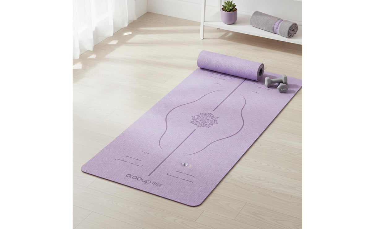 Non-Slip Exercise Mat with Alignment Lines Thick Exercise Mat with Carrying Bag Cushioned Textured for Yogis, Beginners, Home Gym, Pilates