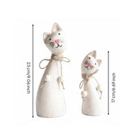 2 Pieces Couple Feline Statue Handmade Look Feline Couple Ornaments Romantic