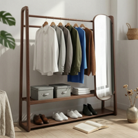 Organizer with Full-Length Mirror Freestanding Coat Rack Triple-Function Design Space-Saving for Homeowners, Apartment Dwellers