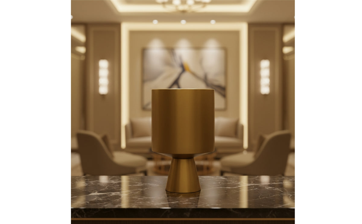 Metal Vase Matte Pedestal Vase Minimalist Vessel for Living Room, Entryway, Commercial Reception Area