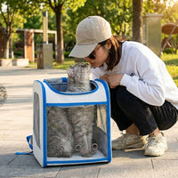 Pet Backpack for Cats, Large Capacity Cat Carrier with Transparent Dome, Outdoor Pet Backpack for Travel and Hiking, Patent 202030228427.3