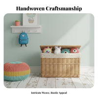 Lidded Wicker Basket Handwoven Design Household Storage Removable Liner