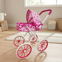 Foldable Doll Pushchair Lightweight Pretend Play Pushchair Metal Frame