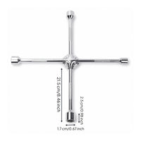 Cross-Shaped Socket Wrench  Knurled Lug Wrench with Four Socket Sizes Resistant Tire Iron for Mechanics