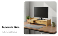 Space-Saving Monitor Stand with Drawer Ample Storage Screen Riser with Drawers Sturdy & Stable Desktop Organizer Ergonomic Design for Office Workers, Students, Gamers, Study Room, Workstation