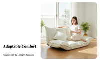 Foldable 2-Seater Floor Sofa Converts to Bed Fold-Expandable Mattress Couch Space-Saving Adjustable Backrest for Young Adults