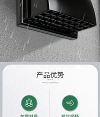 跨境黑色方形防雨排气罩排风口外墙壁挂式通风帽风罩烘干机通风口