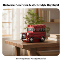 Vintage Bus Figurine Black and Silver Accents Home Decor Rounded Roof