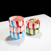 Ceramic Painted Striped Matcha Tea Set with Whisk Accessory